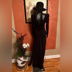 Elegant Black Drape Tunic Top